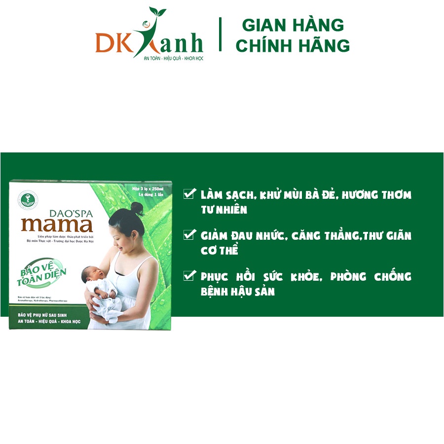 Combo 3 hộp - Nước tắm sau sinh Dao'spa Mama - DK Pharma (9 chai - dung tích 250ml/chai)