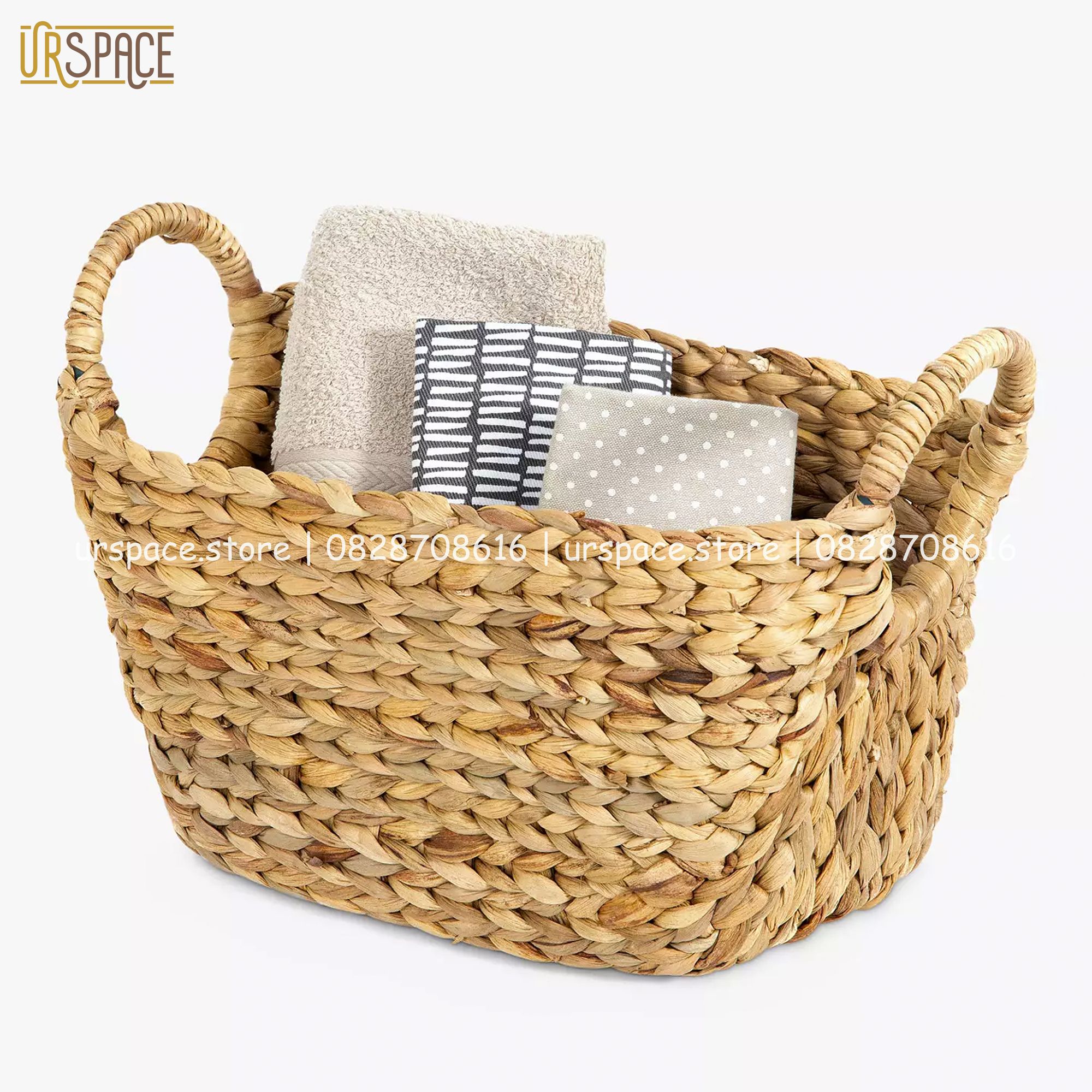 Giỏ lục bình hình thuyền đựng quần áo, sách báo, sắp xếp không gian/ Hand woven hyacinth boat basket with hand