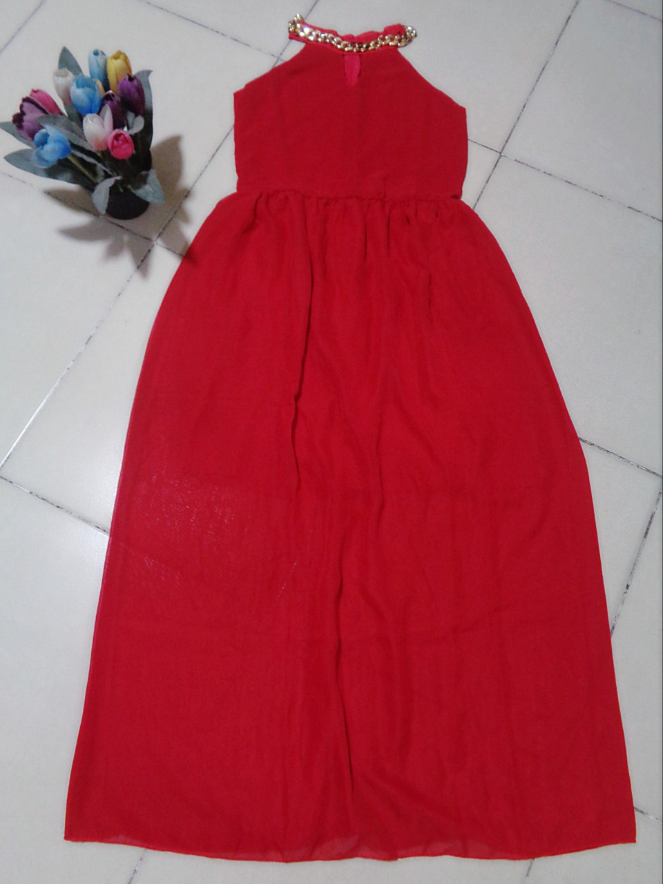 ĐẦM MAXI VOAN CỔ YẾM MÓC XÍCH