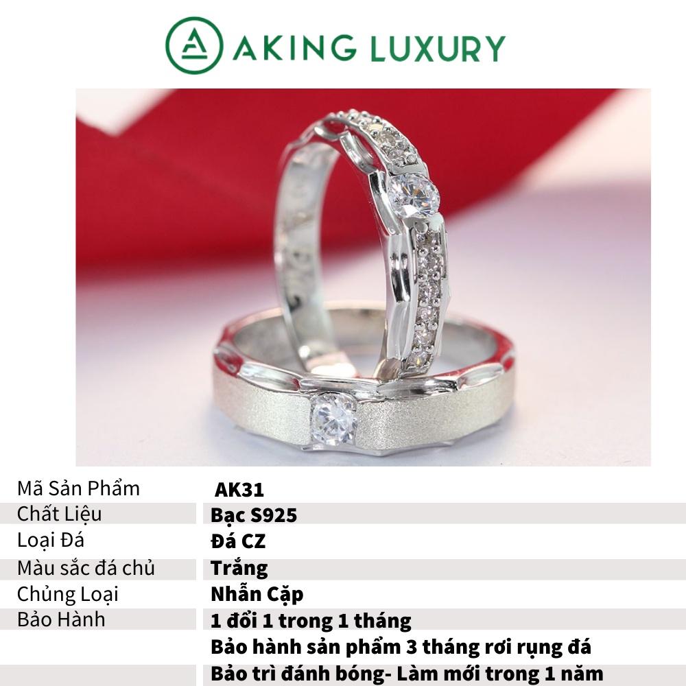 Nhẫn cặp AK31 cao cấp, Nhẫn nam, nhẫn nữ được thiết kế đồng điệu, điểm nhấn những viên đá tạo sự sang trọng