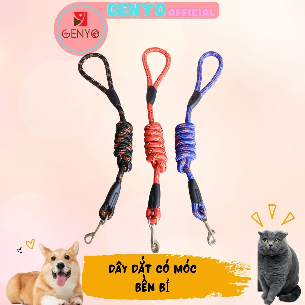 Dây dắt chó mèo sợi tròn chắc chắn