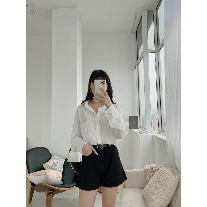 Sơ mi dáng rộng đuôi tôm