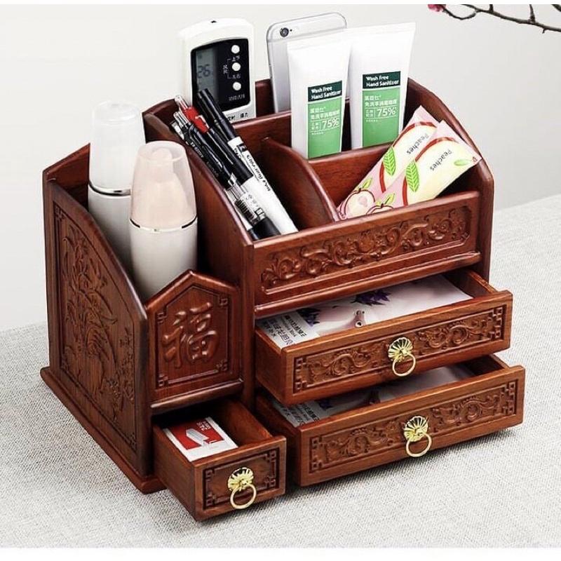 Hộp đựng đồ đa năng 3 ngăn kéo gỗ hương