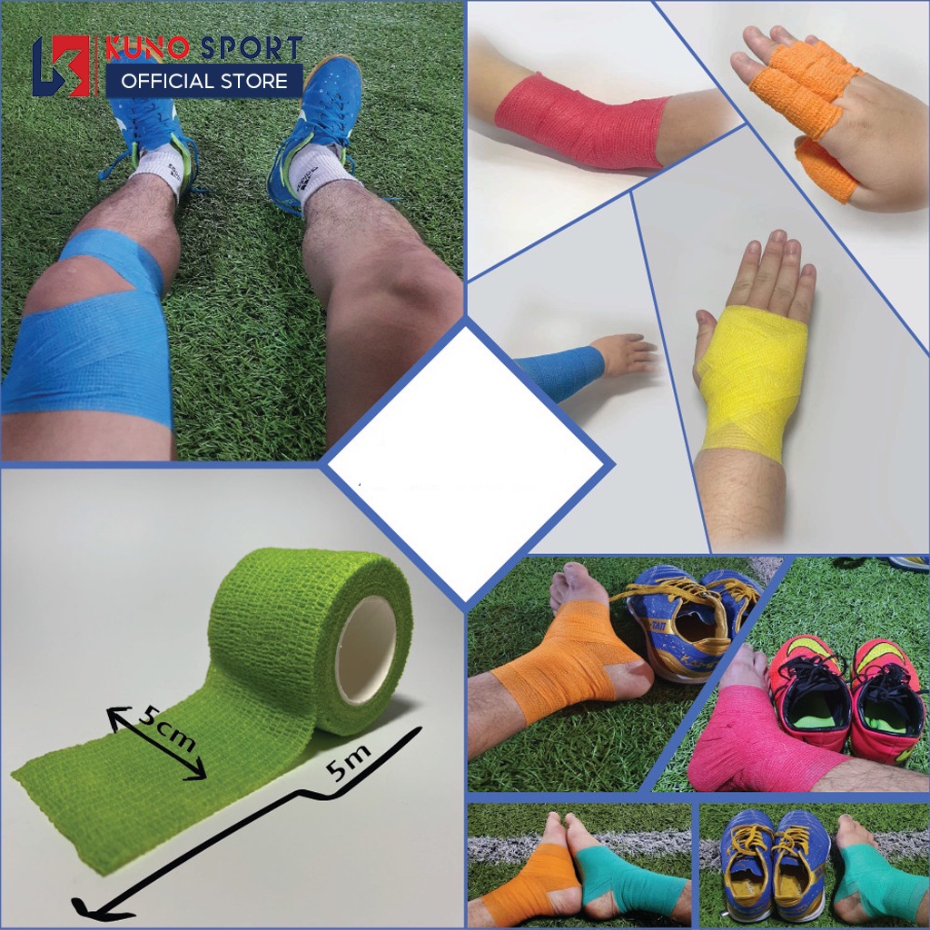 Băng Keo Thể Thao Tự Dính, Băng Keo Quấn Cổ Chân, Băng keo Quấn Cổ Tay KUNOSPORT Cho Các Bộ Môn Thể Thao