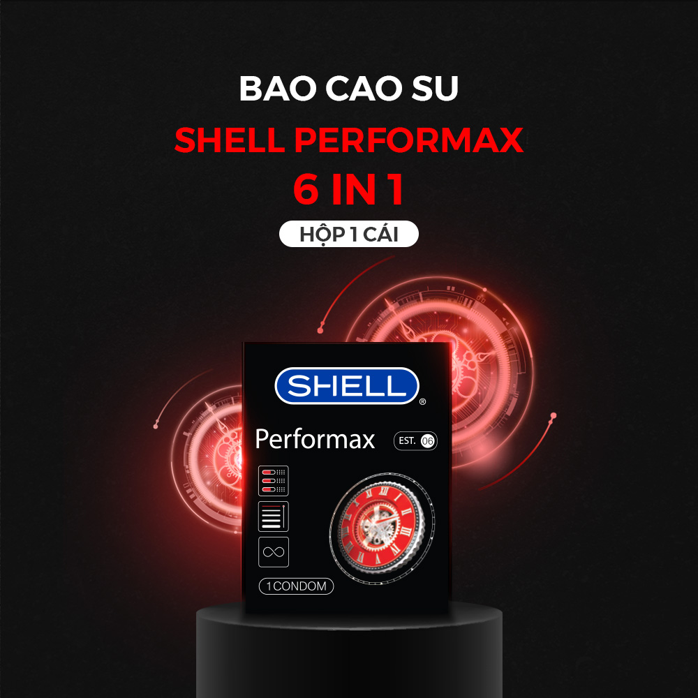 Bao cao su Shell Performax 6 in 1 - Kéo dài thời gian - Hộp 1 cái