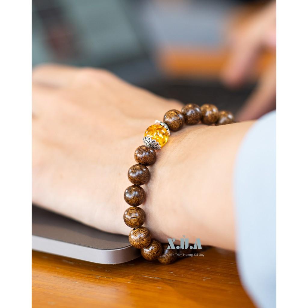 Vòng Tay Trầm Hương Đính Charm XUA117 Tuyệt Đẹp || Cầu Bình An May Mắn