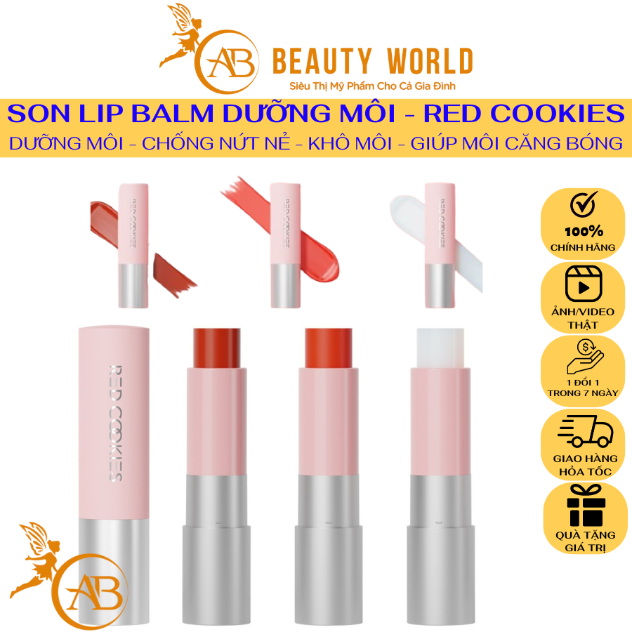 Son Dưỡng Môi Lip Balm RED COOKIES Thuần Chay - Chống Khô Môi - Nưt Nẻ Môi - Giúp Môi Căng Mọng Nước - Hấp Dẫn - Q