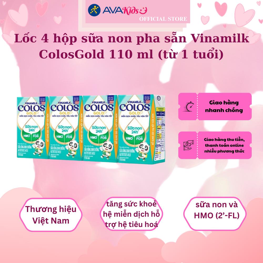 Lốc 4 hộp sữa non pha sẵn Vinamilk ColosGold 110 ml (từ 1 tuổi)