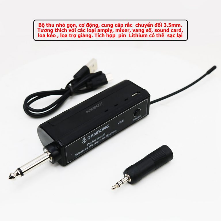 Bộ 2 micro karaoke không dây Zansong V28 - Hàng Chính Hãng