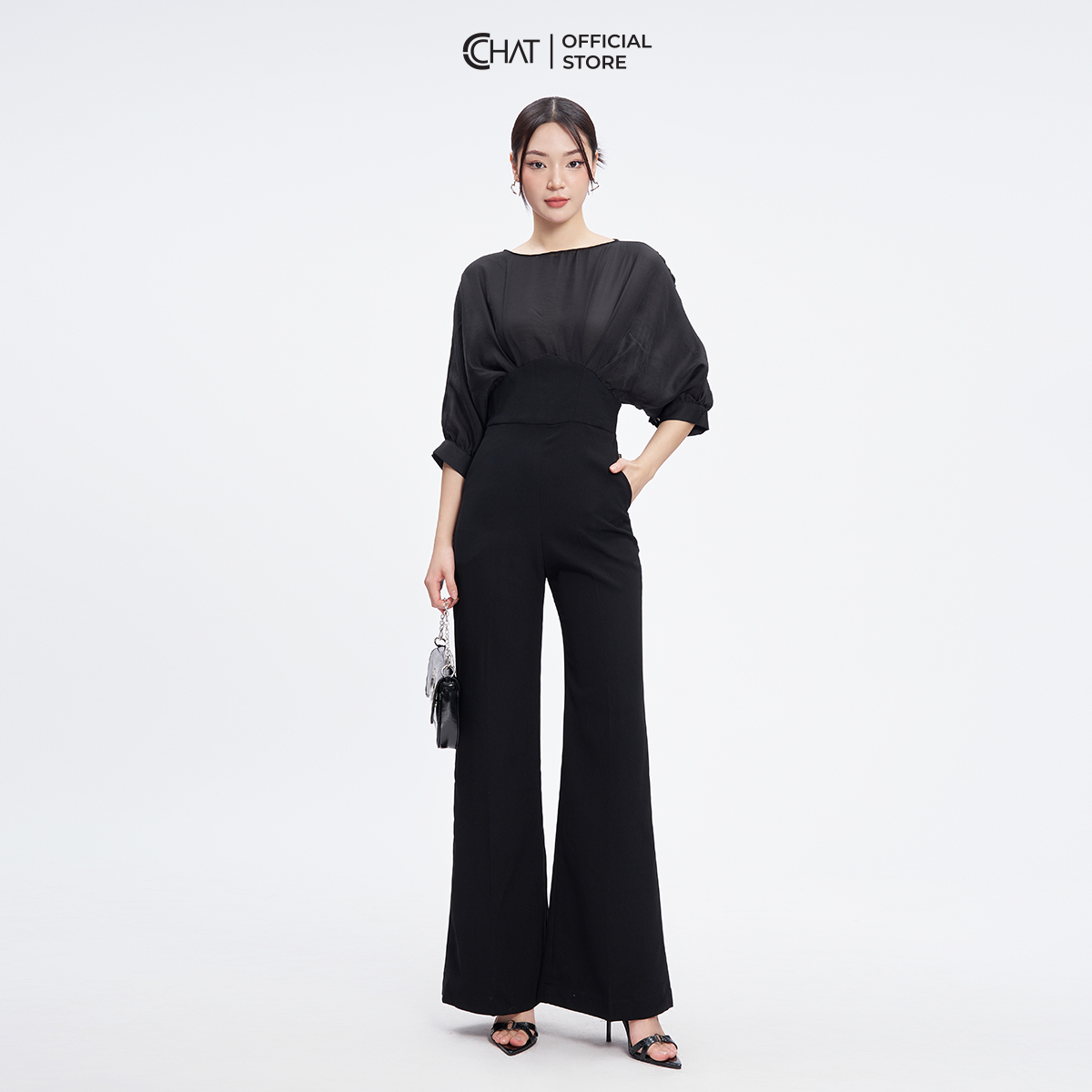 Jumpsuit Nữ  Kiểu Phối Ly Thân Trước Chất Tuytsi Cao Cấp Mềm Mịn 53JDS8002ST