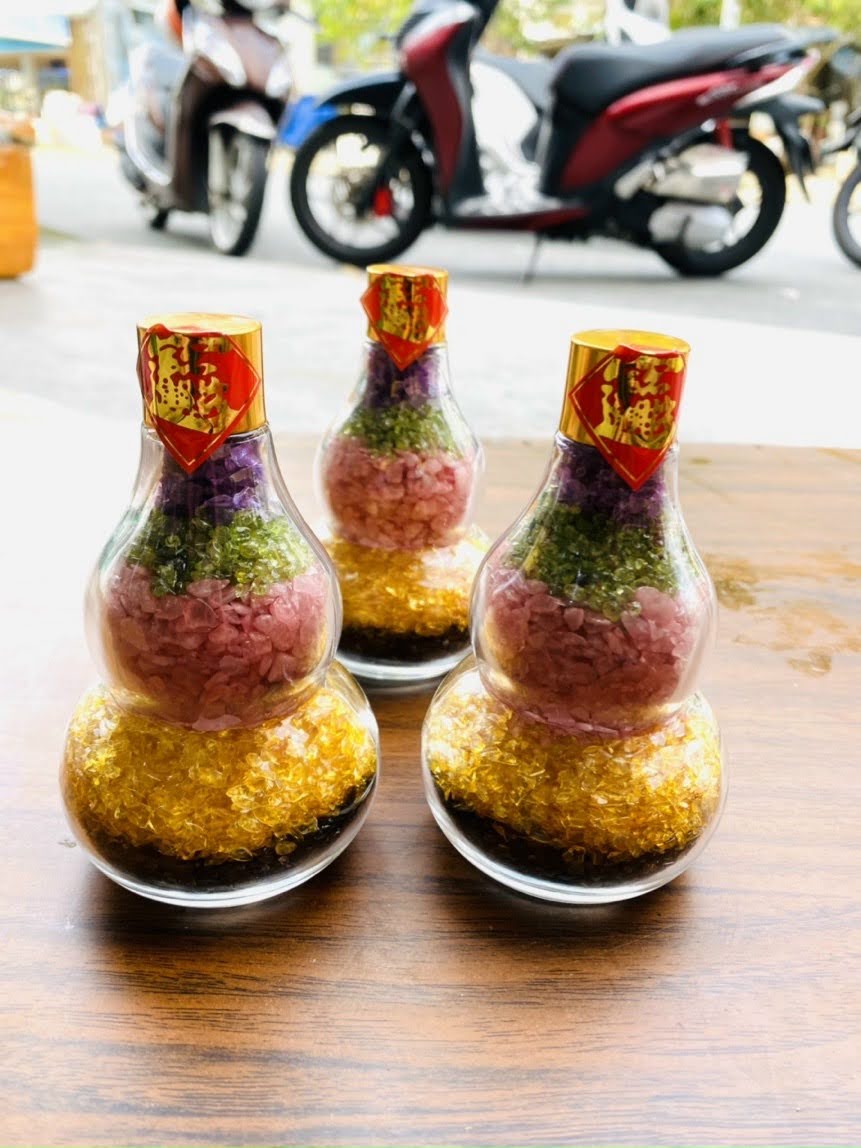 Hồ Lô chiêu tài lộc đá Thạch Anh ngũ sắc