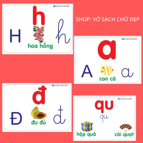 FLASHCARD 14.8X21 CM THẺ HỌC NHẬN BIẾT CHỮ CÁI TIẾNG VIỆT ABC VÀ GHÉP ÂM [ 3 kiểu chữ: in hoa, in thường và viết thường]