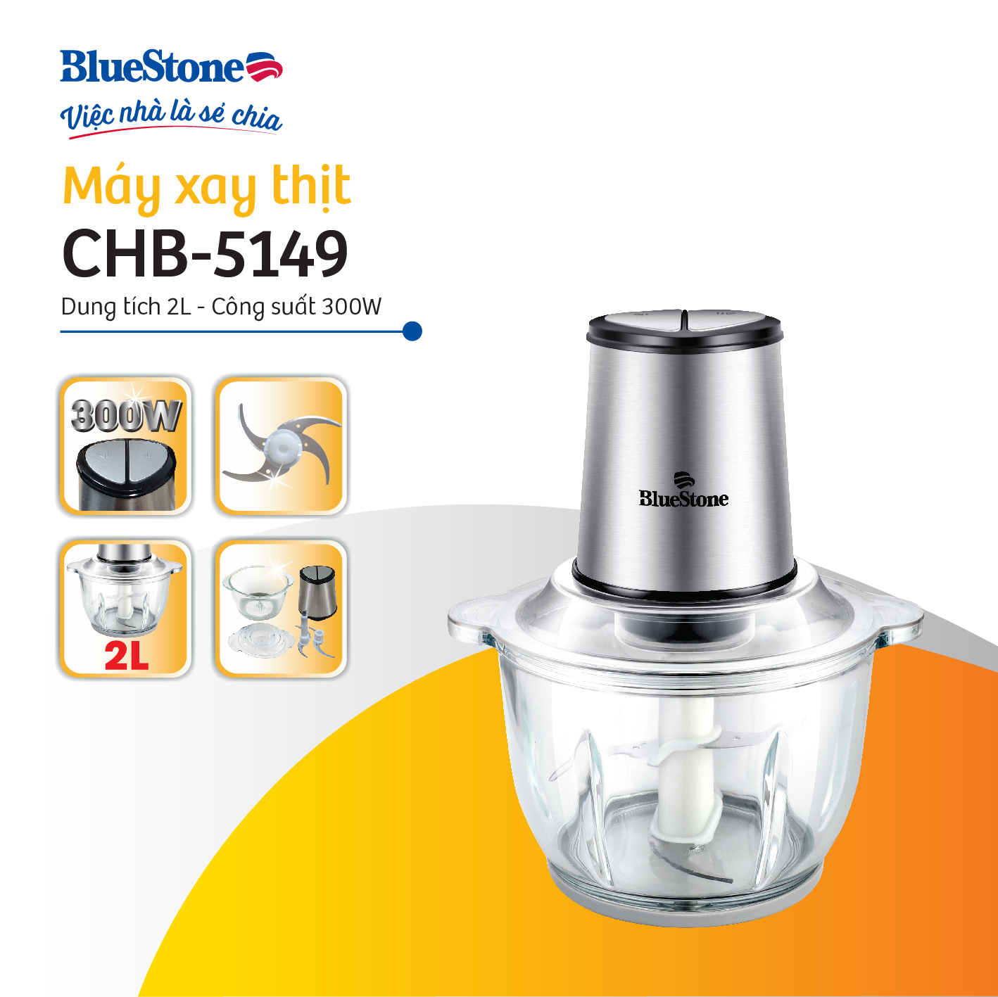 Máy xay thịt Bluestone CHB-5149 (300W) - Hàng chính hãng