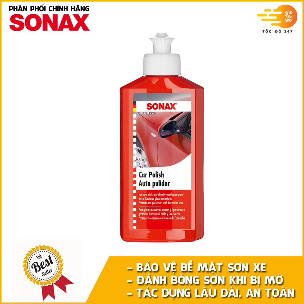 Kem đánh bóng và làm sạch sơn xe và kim loại Sonax 300100 250ml - bảo vệ sơn, tác dụng lâu dài, không làm hại sơn