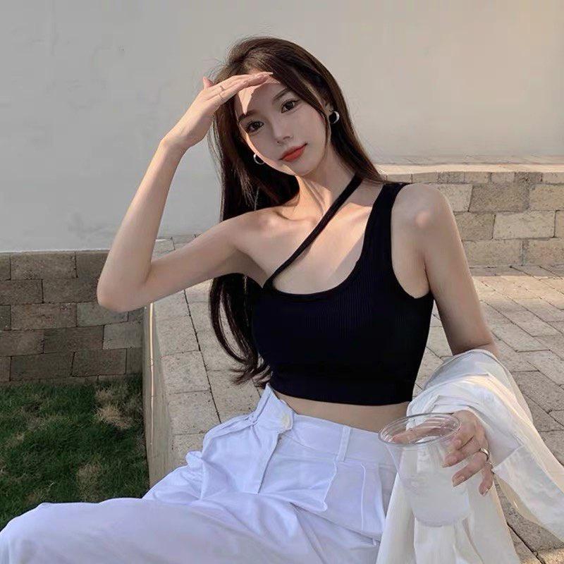 M40. Áo croptop nữ thun gân đan vạt cá tính, áo kiểu nữ 2 dây croptop đan vạt sexy