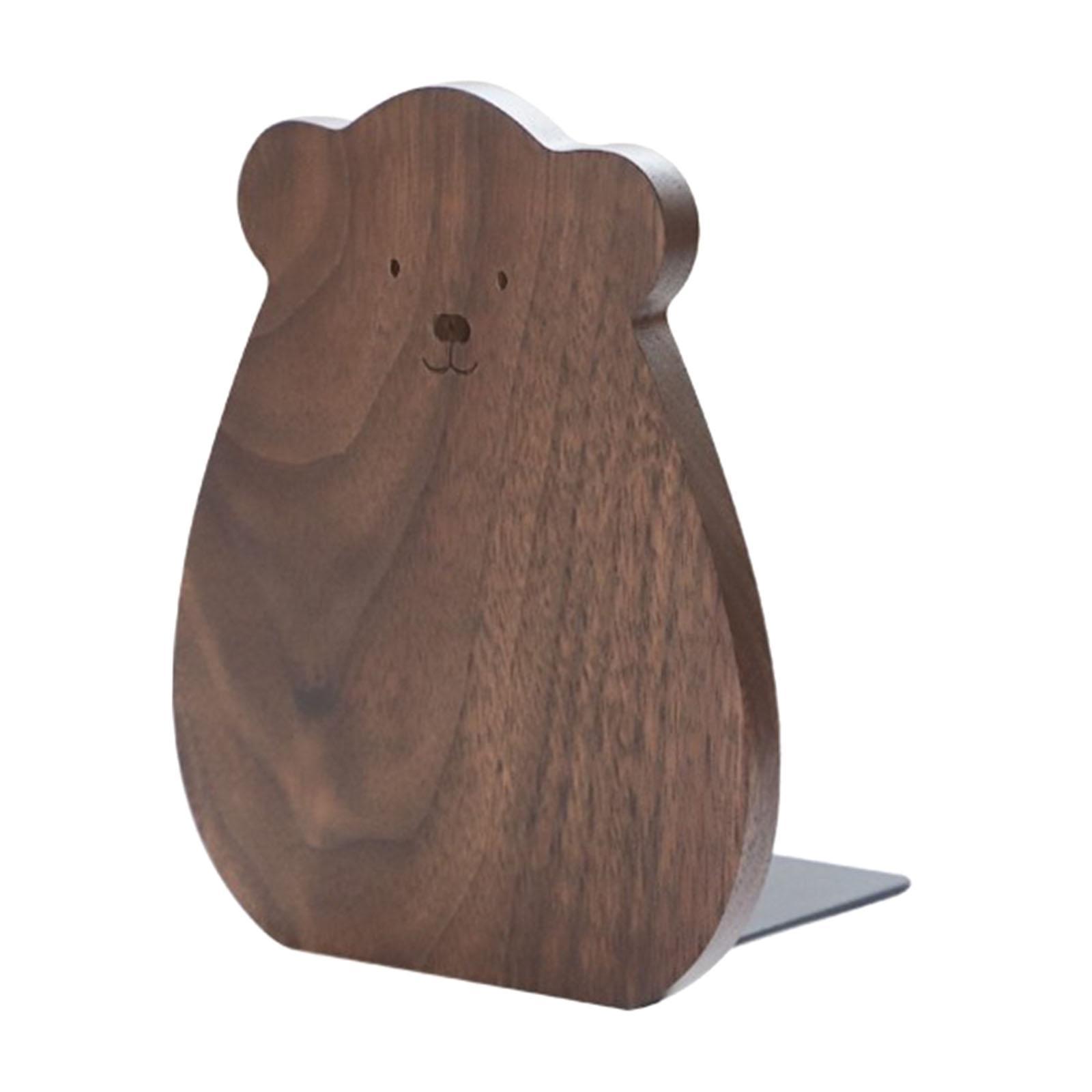 Wood Book Ends Bookshelf Holder Book Support Stopper Organizer for DVDs Room