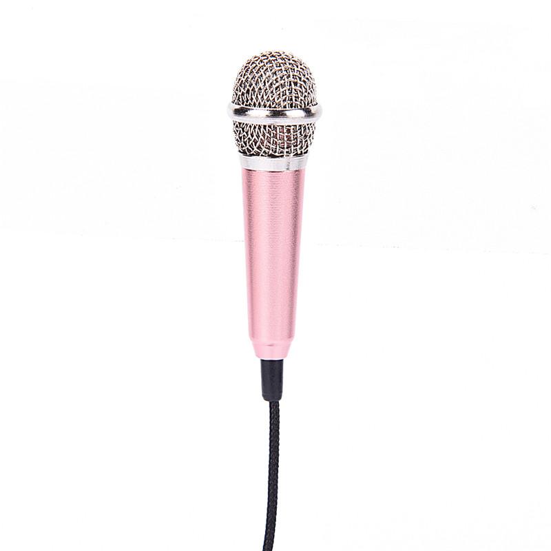 Mini Di Động 3.5Mm Stereo Phòng Thu Micro KTV Karaoke Micro Di Động Máy Tính Xách Tay Máy Tính Để Bàn Micro Nhỏ Màu Sắc: Hoa Hồng