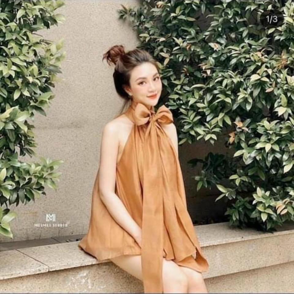 ÁO YẾM LỤA TƠ THẮT NƠ - DRA0038