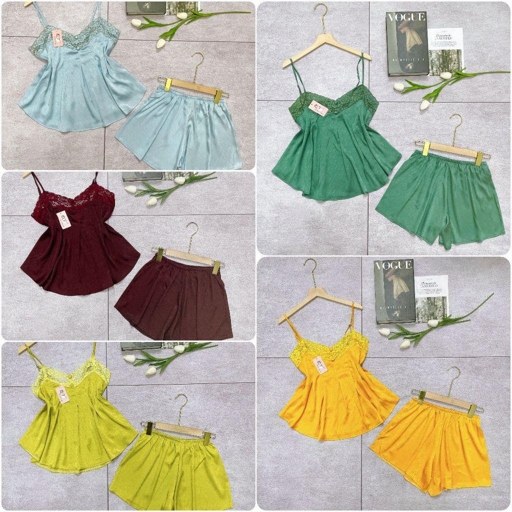 Đồ bộ 2dây lụa xước đủ màu (Đỏ/Xanhdương/Xanhlá/Xanhchuối/Vàng) Freesize 40-60kg