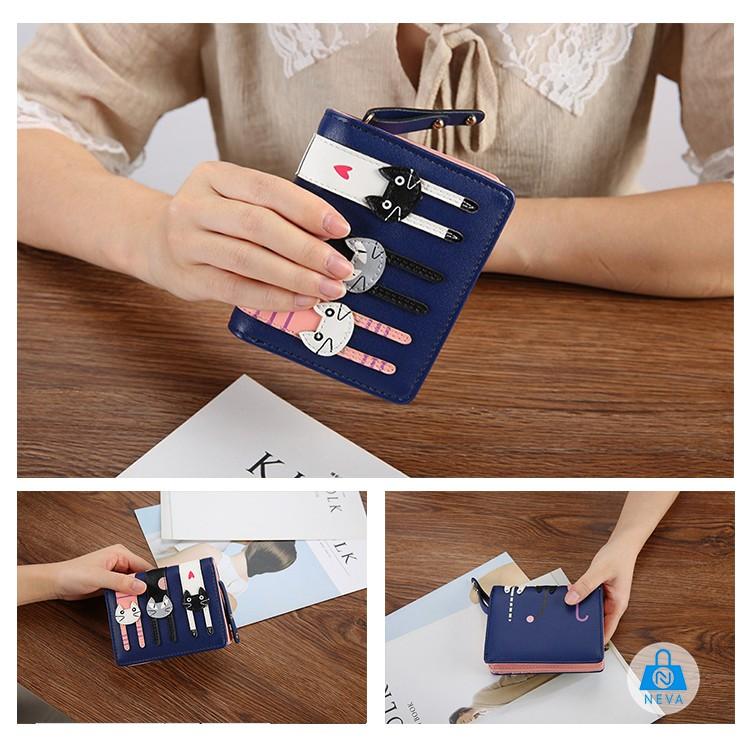 Ví Nữ 3 mèo dễ thương xinh xắn dây kéo NEVA8254