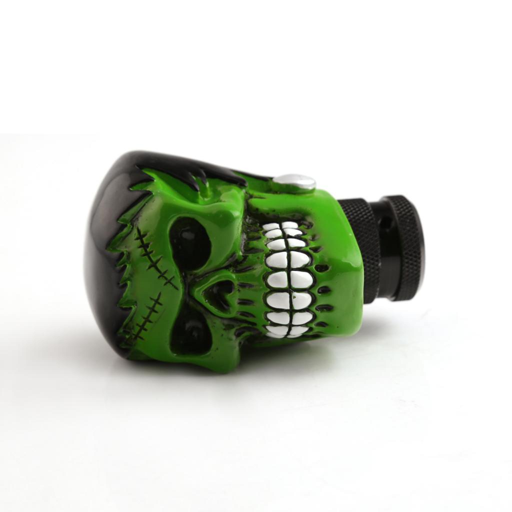 Universal Car Manual Gear Shift Lever Head Scar Eyebrow Skull Shifter Green