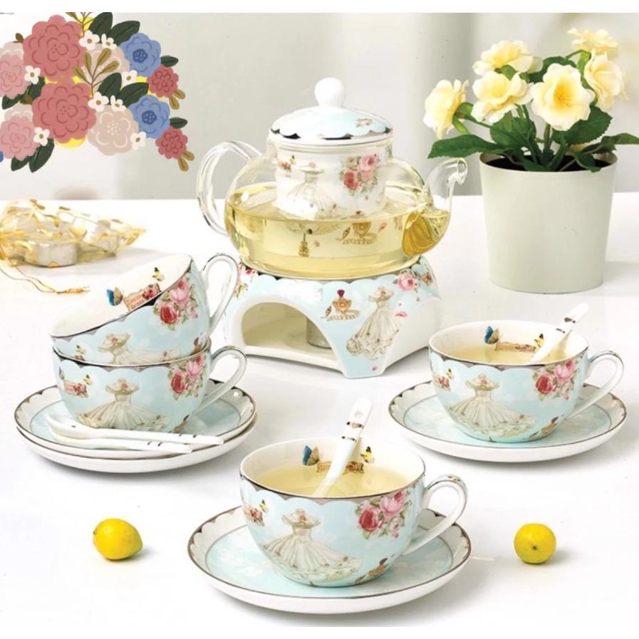 Bộ Ấm Trà Sứ Xương Châu Âu Floris, Siêu Sang, Nhập Đức