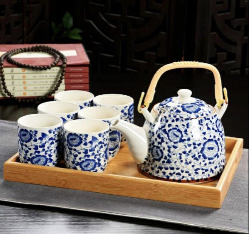 Bộ trà  phong cách Nhật Bản vẽ tay Dung tích 850ml