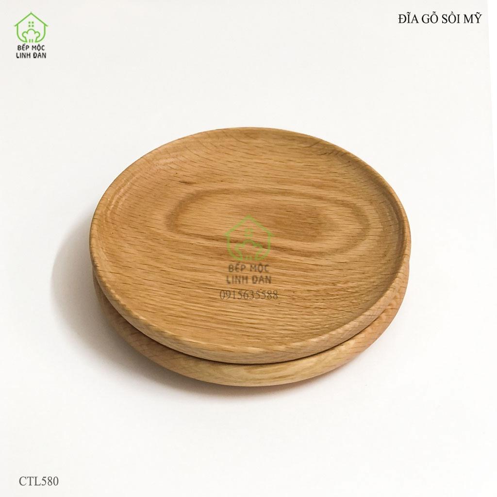 Đĩa tròn gỗ sồi Mỹ đựng thức ăn, hoa quả, decor_Vân gỗ đẹp, siêu sạch