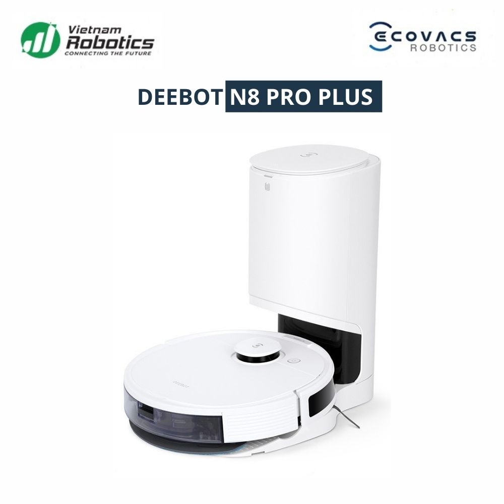 Robot hút bụi lau nhà thông minh Ecovacs Deebot N8 Pro Plus Bản Quốc Tế - Tích Hợp Dock Sạc Tự Động Hút Rác, Lưc Hút 2600PA, Bản Đồ Lasez TrueMapping Chính Xác Hơn Công Nghệ TrueDetect3D - Hàng Chính Hãng