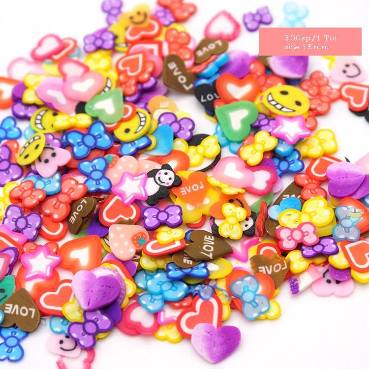 Túi 300 Phụ Kiện Đất Sét Trang Trí Ốp ĐIện Thoại/Nail/Resin Làm Handmade