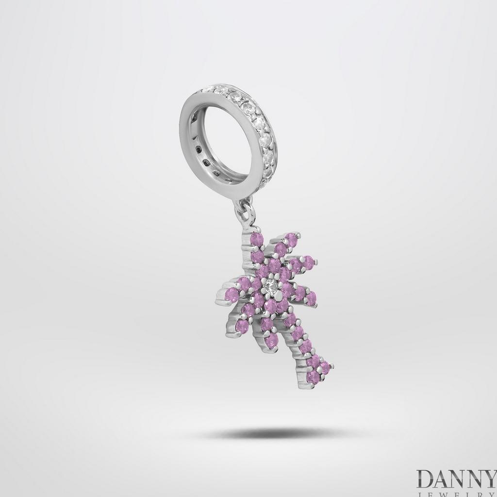 Charm Bạc 925 Danny Jewelry Đính Đá Màu - Biểu tượng Cây Dừa PK011S Xi Rhodium