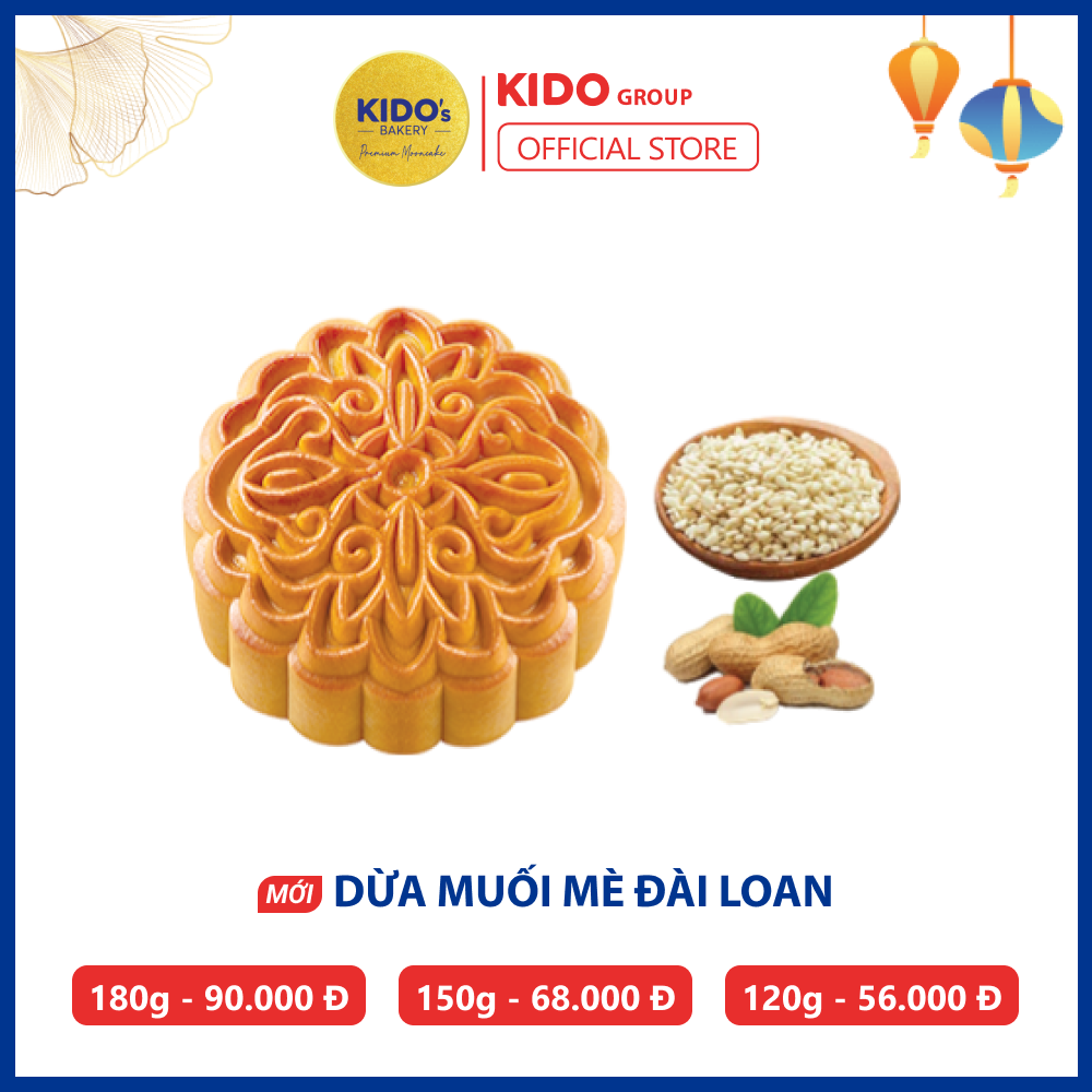 Bánh Trung Thu KIDO’s Bakery Vị Dừa Muối Mè Đài Loan 1 trưng ( Tặng kèm hộp cao cấp đơn 2 bánh, 4 bánh)