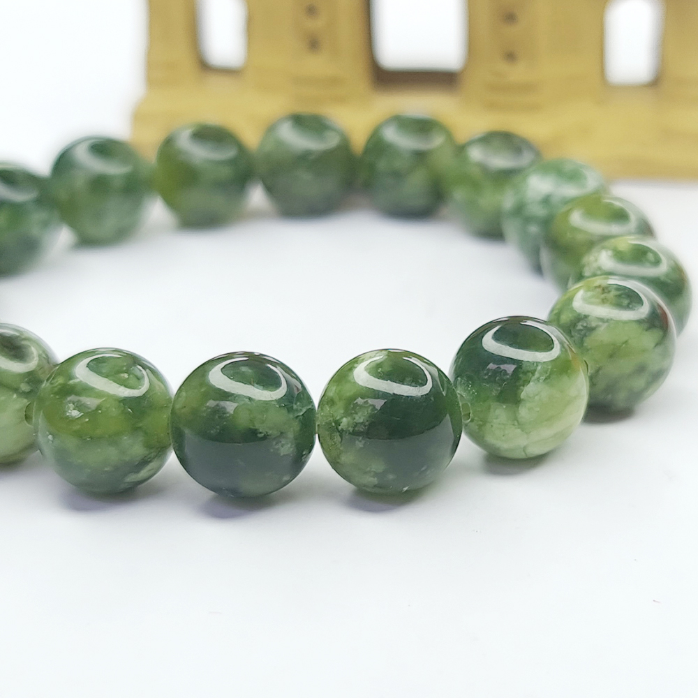 Vòng Tay Dạng Chuỗi Hạt Ngọc Serpentine Xanh Đậm - Mx - Hợp Mệnh Mộc, Hoả
