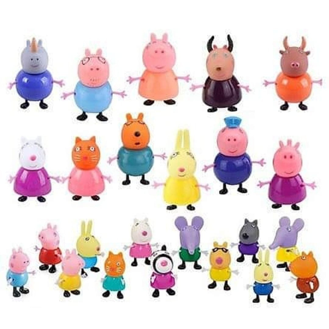 Bộ 12 búp bê Peppa Pig bổ sung cho trò chơi ngôi nhà, sân chơi và hoạt cảnh của gia đình heo Peppa và những người bạn