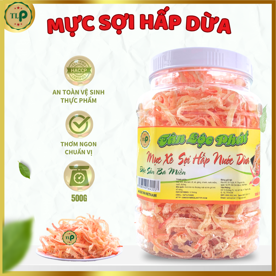 MỰC SỢI HẤP NƯỚC DỪA TÂN LỘC PHÁT - HŨ 500G