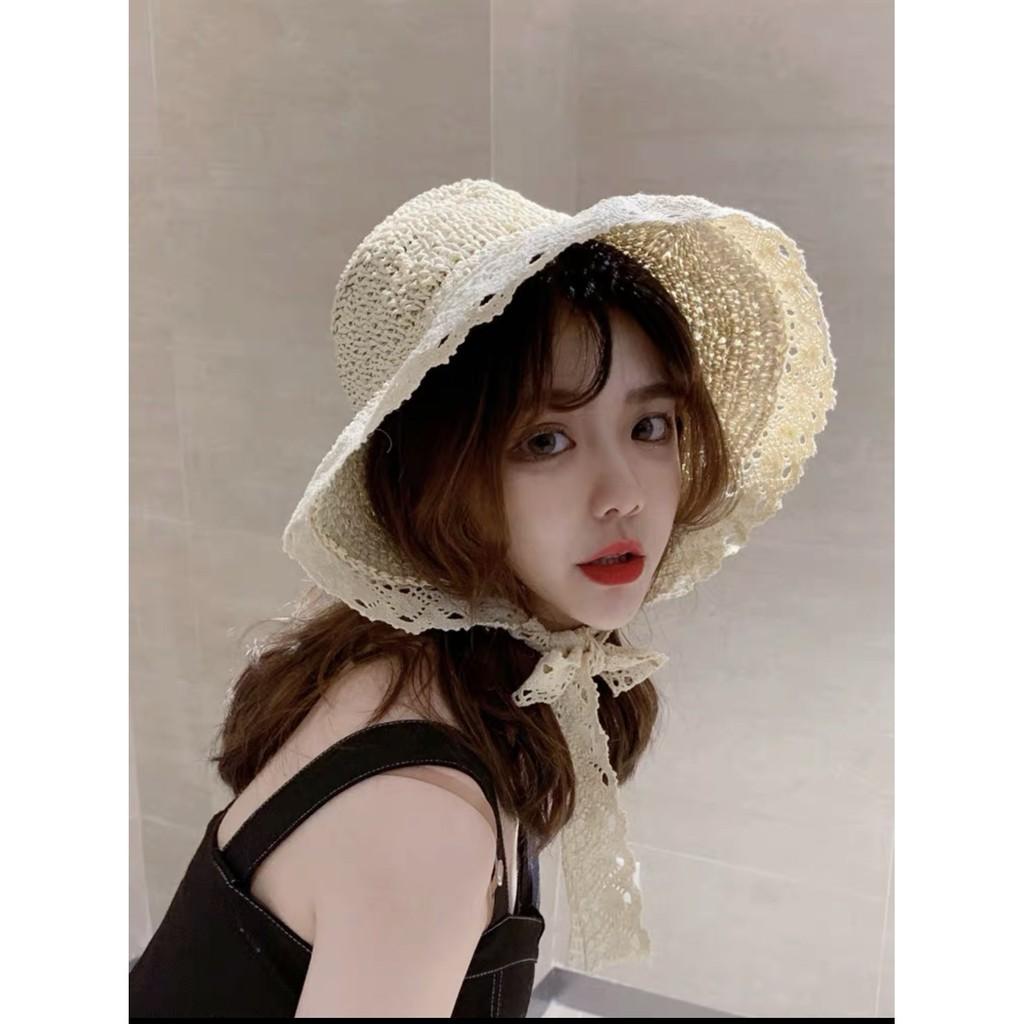 MŨ CÓI VINTAGE VIỀN REN BUỘT MÃ-02