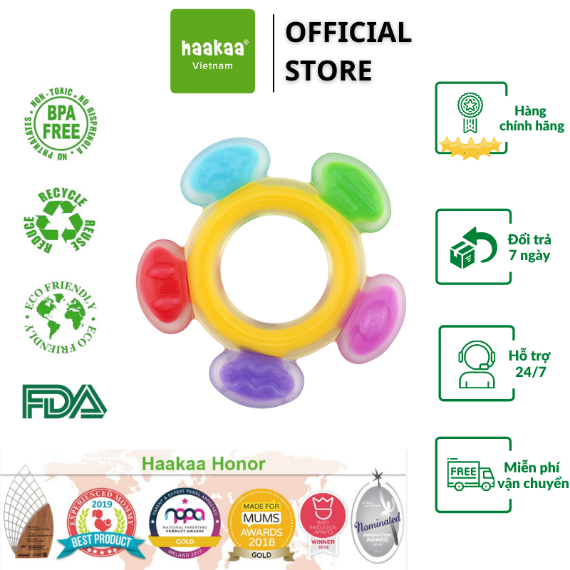 Gặm nướu hình bánh xe đu quay cho bé Haakaa. Chất liệu silicone cao cấp, an toàn. Không chứa BPA, PVC và phthalate