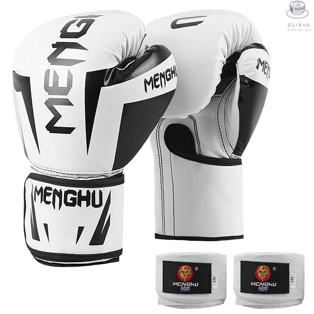 Boxing Gloves with Wrist Support Straps Kick Boxing Muay Thai Punching Training Bag Gloves Adjustable Handwraps Outdoor Sports Mittens Boxing Practice Equipment for Punch Bag Sack Boxing Pads 12oz