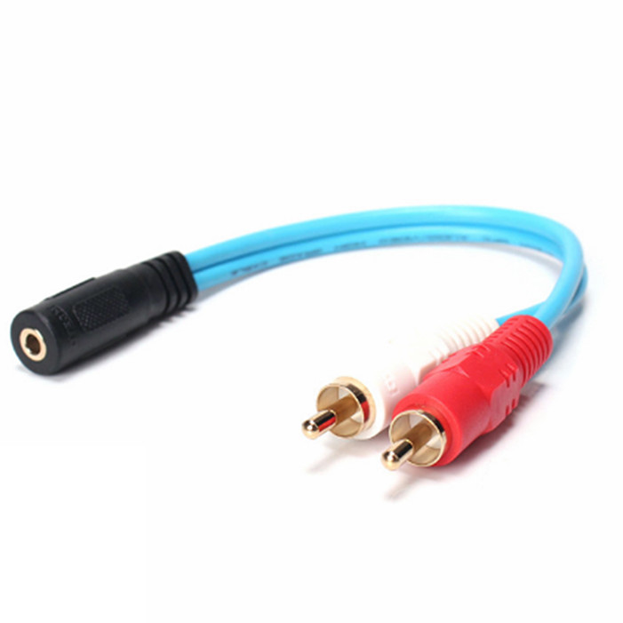 Cáp Audio 3.5mm to 2 RCA dài 0.2m Dtech DT-6240 - Hàng Chính Hãng