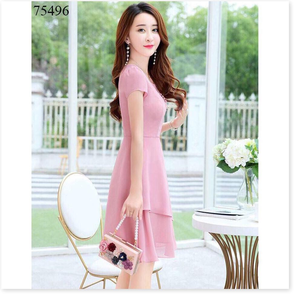 Đầm voan chiffon đính bông thanh lịch - sang trọng cho phái nữ