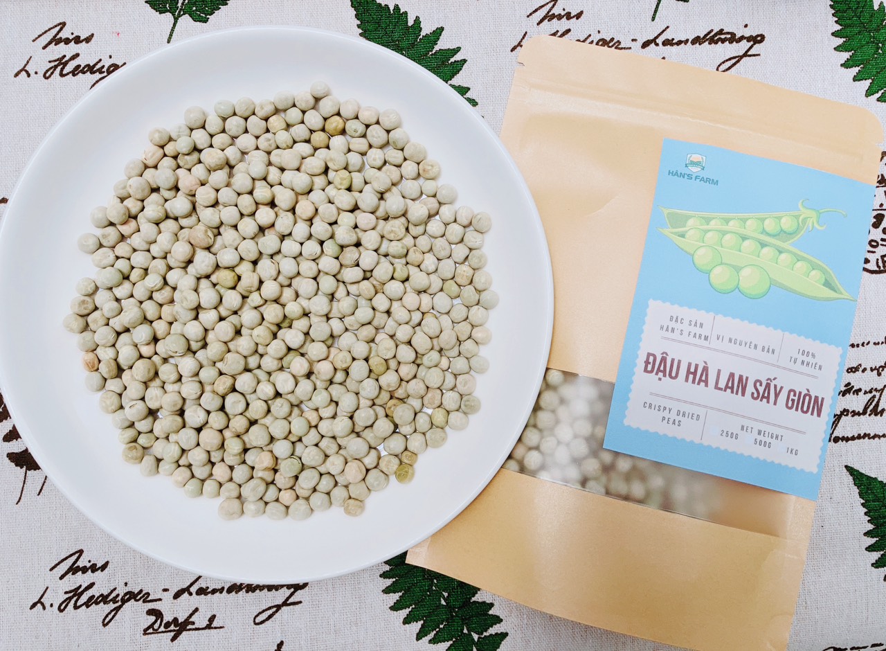 Đậu hà lan sấy giòn nguyên vị ăn liền loại 1, không muối, không biến đổi gen _ Crispy dried Peas non GMO