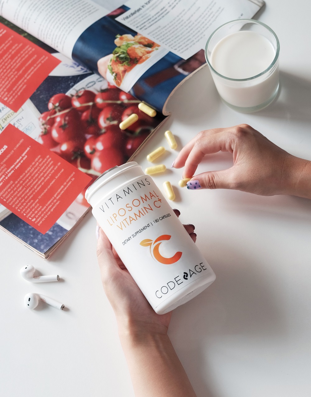 Liposomal vitamin C Codeage Hỗ trợ giảm mụn Chống oxy hóa hỗ trợ hệ miễn dịch 180 viên