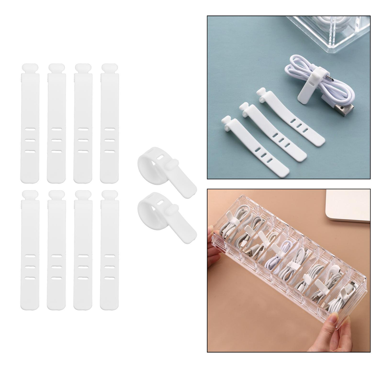 2x10Pcs White Cable Ties Fastening Cable Strap for Data Cable Cord Cables Desk