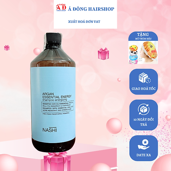 [+Tặng mũ trùm] DẦU GỘI NGĂN NGỪA RỤNG TÓC NASHI ARGAN CAPIXYL ESSENTIAL ENERGY 1000ML NEW 2022