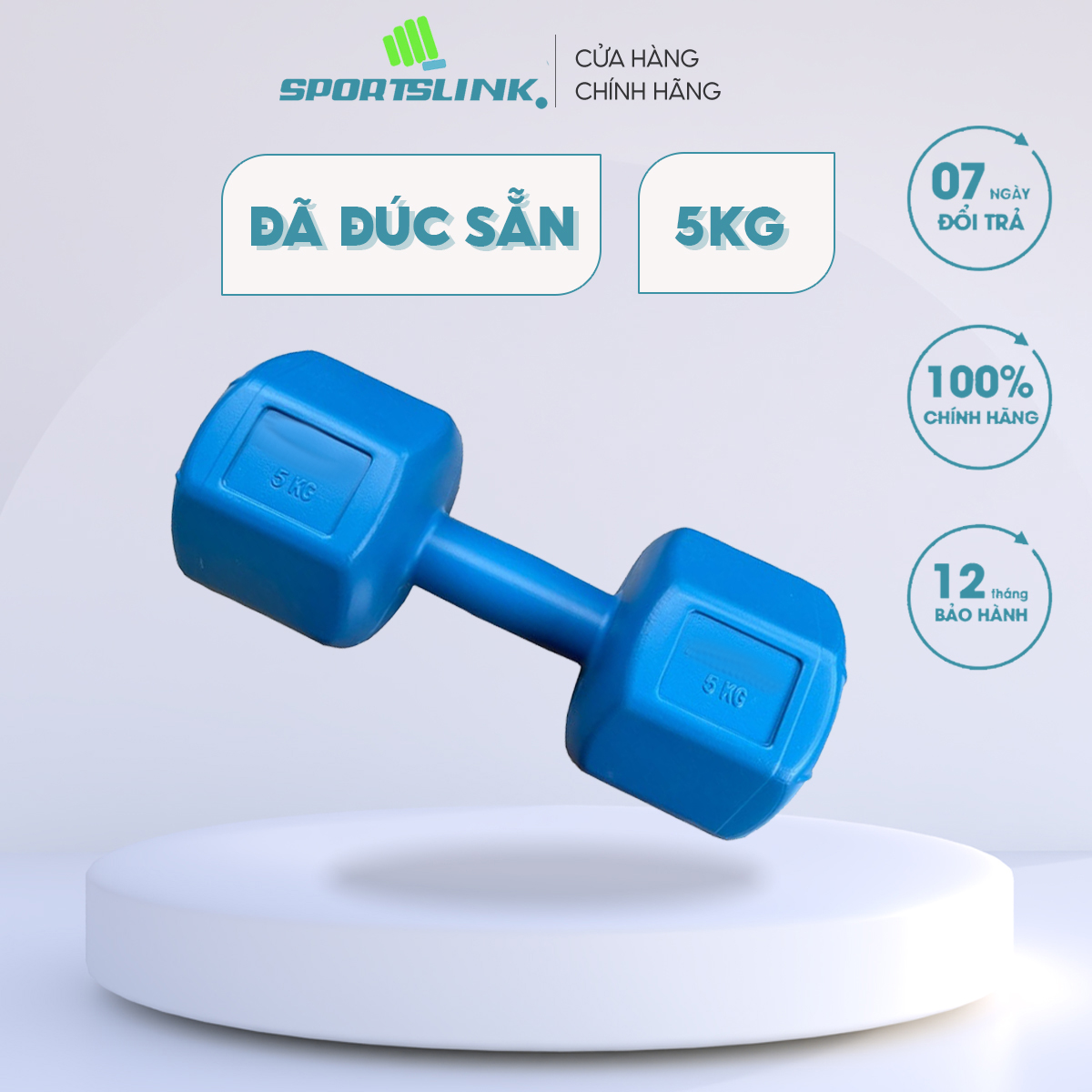 Bộ 2 Tạ Tập Tay Nhựa Vn Sportslink - Xanh - 5Kg