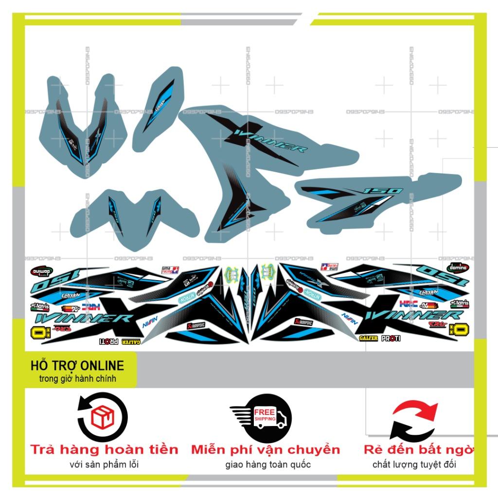 TEM RỜI WINNER X DÁN XE XÁM XI MĂNG - BI DECAL