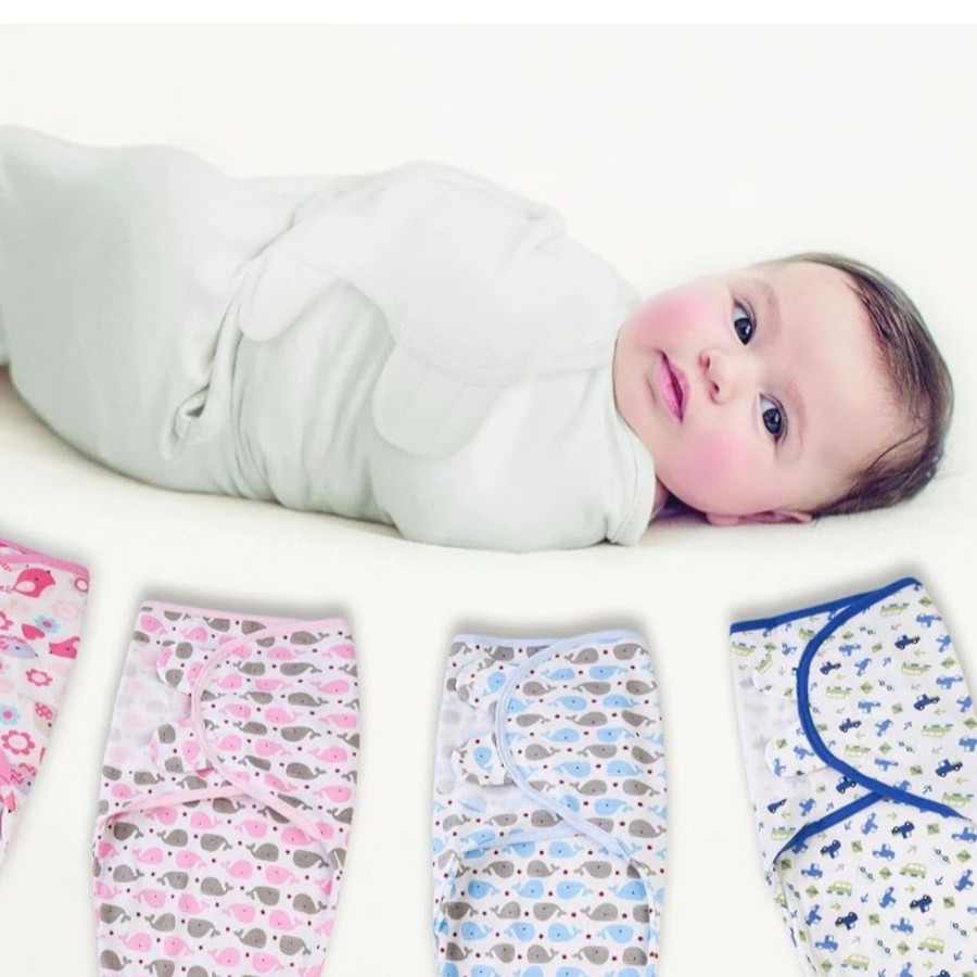 Combo sơ sinh gồm 1 khăn quấn ủ sơ sinh cotton & 1 đôi bao tay chân rút cotton màu nhạt