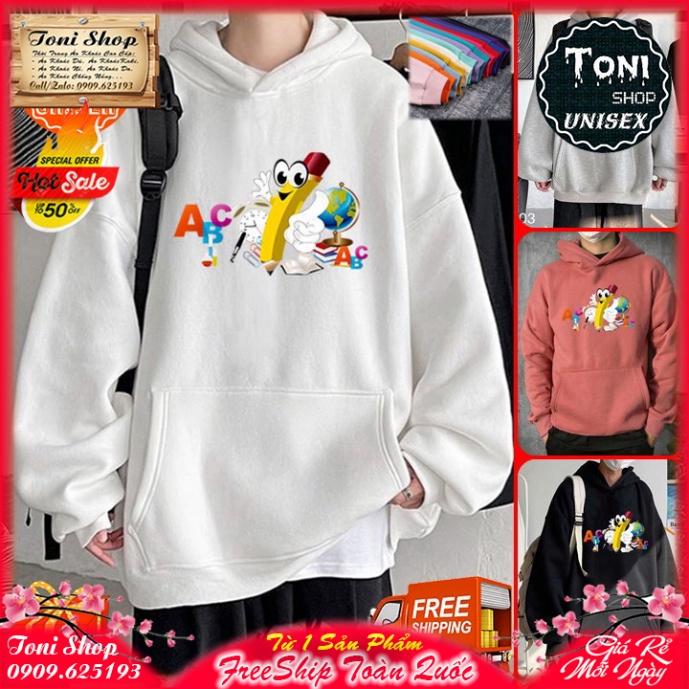 ÁO HOODIE ABC BÚT CHÌ Nỉ Ngoại Cao Cấp - In Pet Siêu Bền Siêu Đẹp (HD6040 - Kèm Ảnh Thật) (TONI SHOP