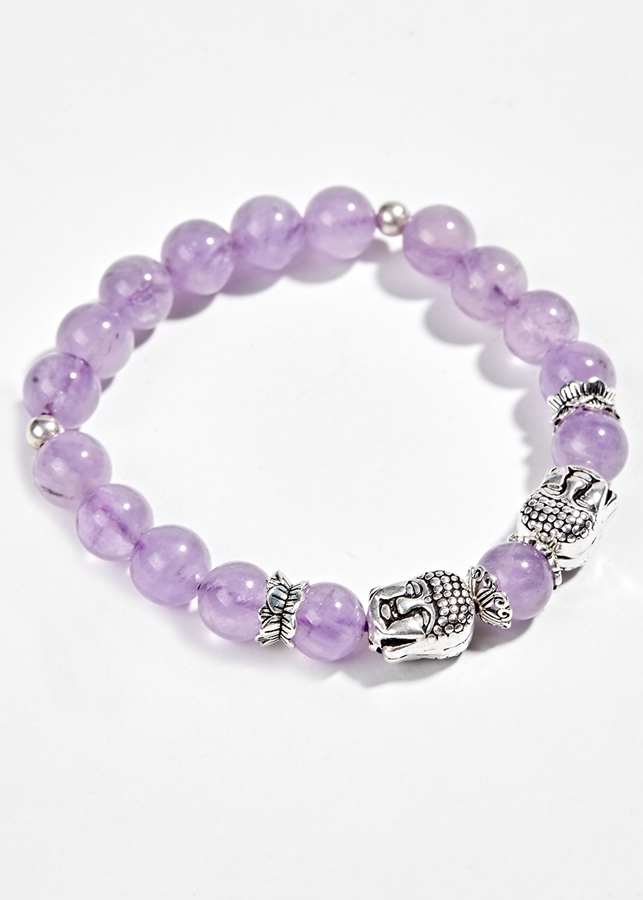 Vòng Đá Thạch Anh Tím Ngọc Phối Charm Bạc Ngọc Quý Gemstones