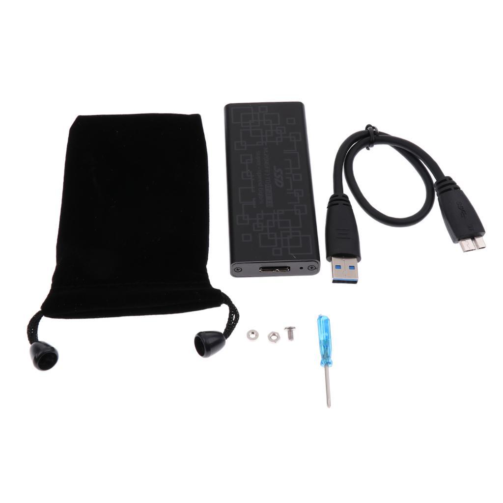 M.2 SSD to USB 3.0 External HDD Case Enclosure Adapter Converter Black